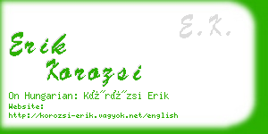 erik korozsi business card